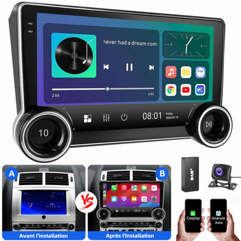 Autoradio Android 14 pour Peugeot 407 (2004-2011) avec navigation GPS WIFI FM RDS Carplay 2+64G DAB CAM