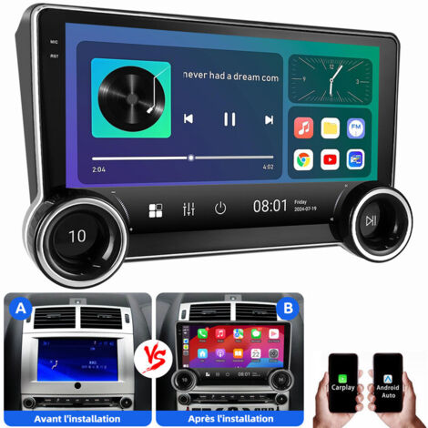 Autoradio Android 9" Pour Peugeot 407 2004-2008 - CarPlay/Android Auto, GPS, 4+64 Go, Caméra Recul - Remplacement Tableau De Bord