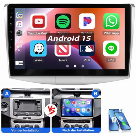 Autoradio 10,1" pour VW Passat B7 2010-2015 Apple CarPlay Android 15 GPS BT WiFi 1+32G (1/5)