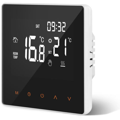 Thermostat radiateur électrique CONENTOOL, Thermostat pour Chauffage Au Sol électrique 16A, Thermostat de Chauffage Programmable avec Grand écran LCD, pour la maison, Blanc, Police blanch, Pas de WiFi (1/5)