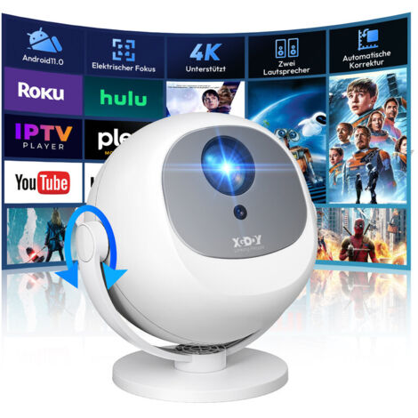 Vidéoprojecteur portable, mini projecteur natif 720p, compatible HD 4K 1080p, correction trapézoïdale, WiFi6, compatible HDMI/PS5/TV Stick, Home Cinéma (basique)