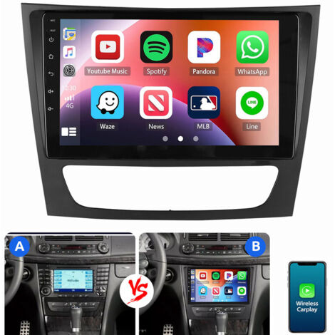 Autoradio Carplay Android 15 pour Mercedes Benz CLS Classe E W211 W219 GPS Navi BT 1+32G