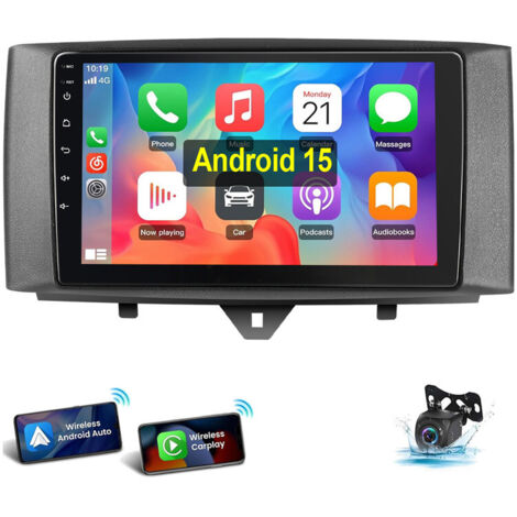 Autoradio Android 15 avec navigation GPS et Apple CarPlay pour Smart Fortwo 451 (2005-2015) 11-15 B 4+64G CAM