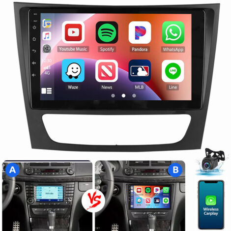 Autoradio Carplay Android 15 pour Mercedes Benz CLS Classe E W211 W219 GPS Navi BT 1+32G CAM