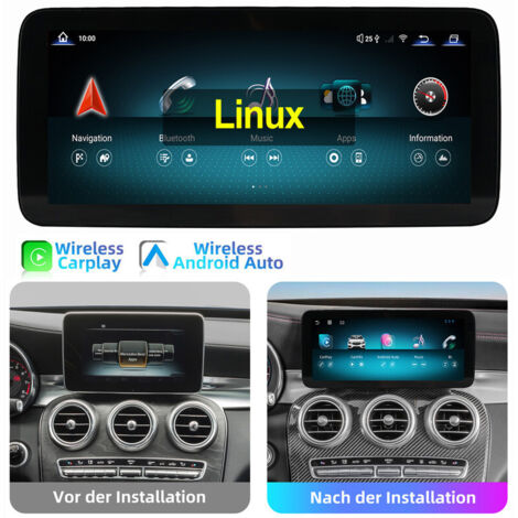 Linux Autoradio Android Auto Carplay NTG5.0 pour Mercedes Classe C/GLC/V W205 X253 10,25"