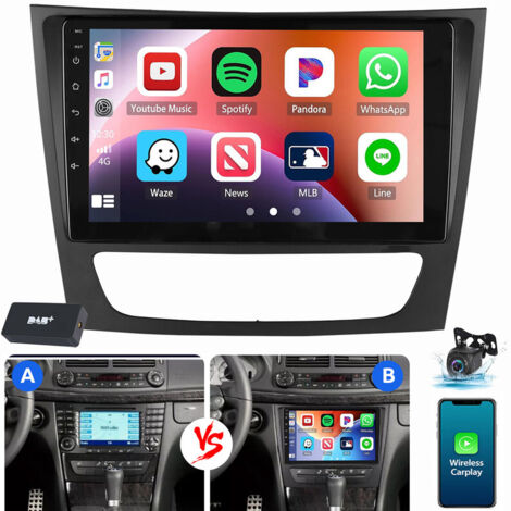 Autoradio Carplay Android 15 pour Mercedes Benz CLS Classe E W211 W219 GPS Navi BT 2+64G DAB CAM