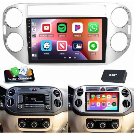 Autoradio Android 14 Carplay 9 pouces pour VW Tiguan 2010-2016 GPS WiFi GPS RDS 1+32G DAB