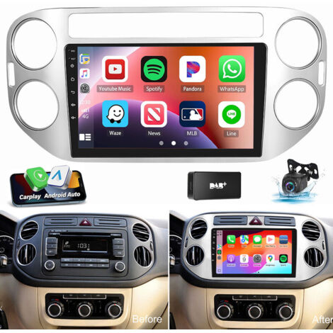 Autoradio Android 14 Carplay 9 pouces pour VW Tiguan 2010-2016 GPS WiFi GPS RDS 2+64G DAB CAM