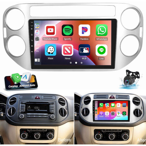 Autoradio Android 14 Carplay 9 pouces pour VW Tiguan 2010-2016 GPS WiFi GPS RDS 1+32G CAM