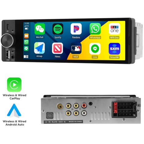 Autoradio stéréo 1 DIN 6,36 pouces, sans fil, CarPlay, écran tactile, BT, FM, USB-C (1/5)