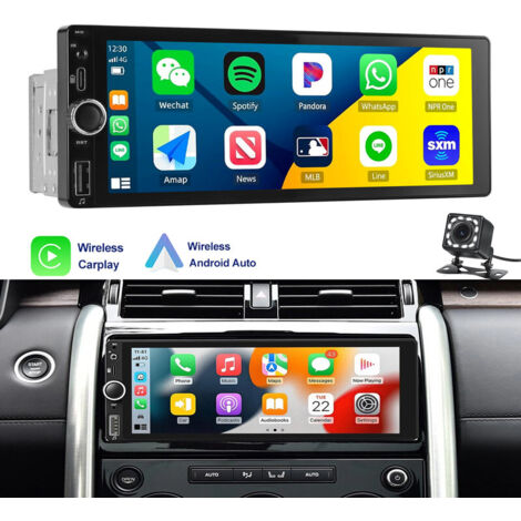 Autoradio stéréo 6,86 pouces Apple CarPlay et Android Auto USB/Type-C Unité principale SWC USB - 12CAM (1/5)