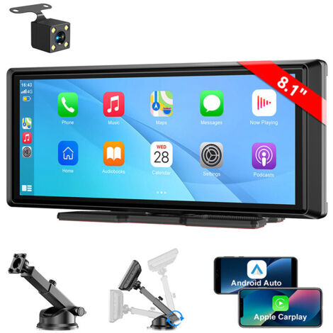 Autoradio portable avec écran tactile de 8,1 pouces, sans fil, CarPlay et Android Auto, mains libres - 4CAM (1/5)