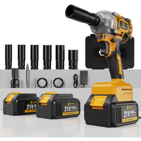 CONENTOOL 680 N.m Clé à Chocs Sans Fil Brushless, 1/2 pouce Boulonneuse a Choc Electrique, Chargeur Rapide, Visseuse à Choc pour la Voiture et la Maison, avec 2x4.0Ah Batterie (1/5)