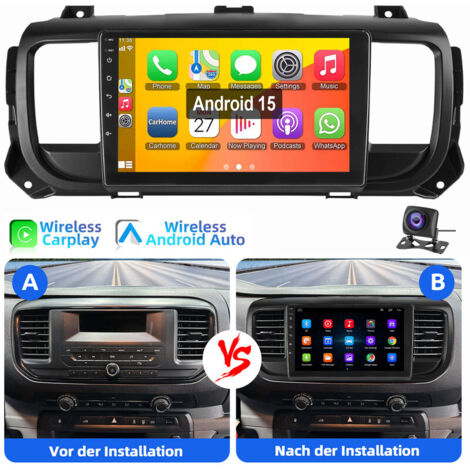 Autoradio CarPlay Android 15 pour Toyota Proace Citroën Jumpy Peugeot Expert GPS WIFI 4+64G CAM