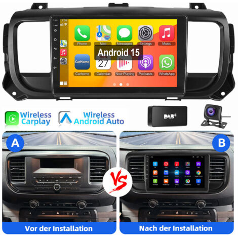 Autoradio CarPlay Android 15 pour Toyota Proace Citroën Jumpy Peugeot Expert GPS WIFI 4+64G DAB CAM