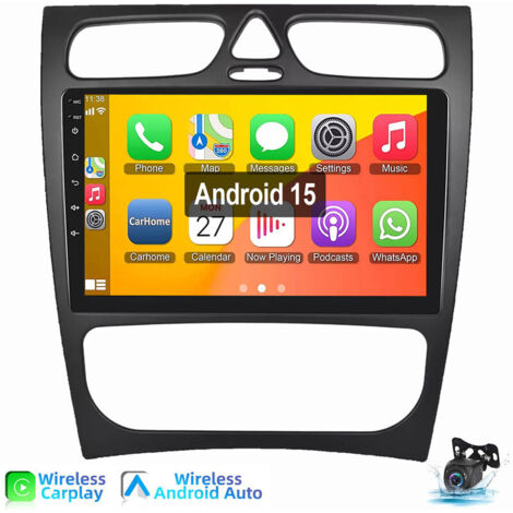 Autoradio Android 15 9 pouces pour Mercedes Benz Classe C W203 2002-2004 GPS WIFI 1+32G CAM