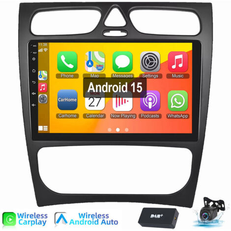 Autoradio Android 15 9 pouces pour Mercedes Benz Classe C W203 2002-2004 GPS WIFI 4+64G DAB CAM