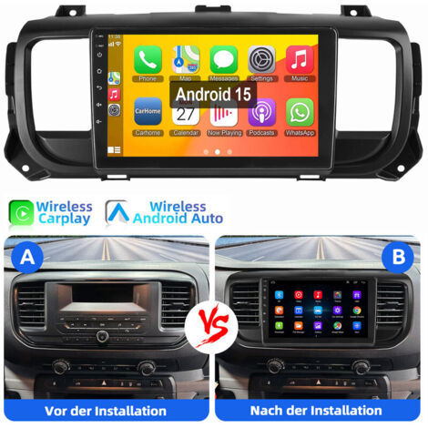 Autoradio CarPlay Android 15 pour Toyota Proace Citroën Jumpy Peugeot Expert GPS WIFI 2+64G