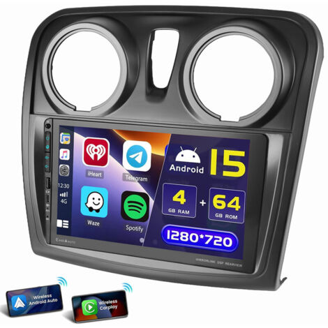 9 pouces pour Renault Dacia Logan Sandero 2 Autoradio Android 15 Carplay USB Type-C WIFI GPS 2+64G