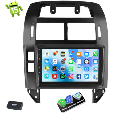 Autoradio Android 15 Apple CarPlay GPS pour VW Polo 9N 2001-2009 GPS Navi WIFI RDS - Noir 4+64G DAB+ CAM (1/5)