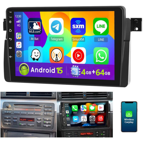 Autoradio DAB+ (en option) Android 15 Apple Carplay pour BMW Série 3 E46 M3 Rover 75 MGZT GPS NAVI RDS - 4+64G