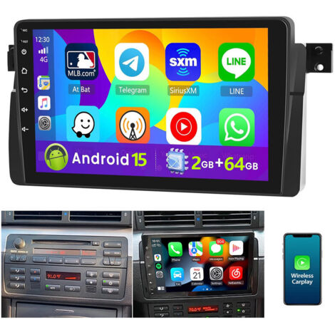Autoradio DAB+ (en option) Android 15 Apple Carplay pour BMW Série 3 E46 M3 Rover 75 MGZT GPS NAVI RDS - 2+64G