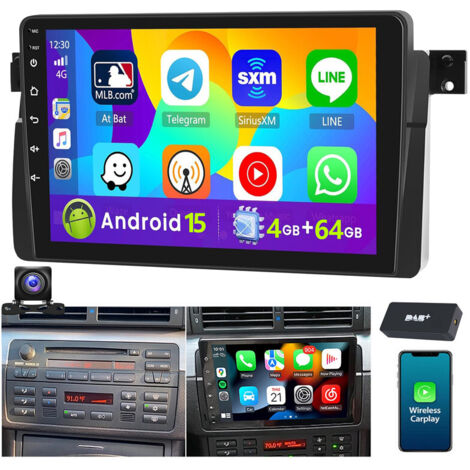 Autoradio DAB+ (en option) Android 15 Apple Carplay pour BMW Série 3 E46 M3 Rover 75 MGZT GPS NAVI RDS - 4+64G DAB+ CAM