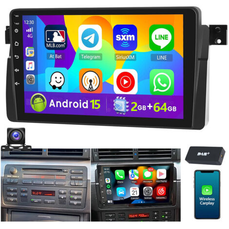 Autoradio DAB+ (en option) Android 15 Apple Carplay pour BMW Série 3 E46 M3 Rover 75 MGZT GPS NAVI RDS - 2+64G DAB+ CAM