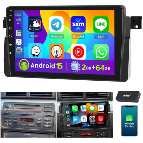 Autoradio DAB+ (en option) Android 15 Apple Carplay pour BMW Série 3 E46 M3 Rover 75 MGZT GPS NAVI RDS - 2+64G DAB+