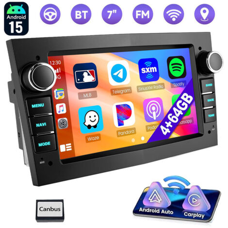 Autoradio Android 15 avec Apple CarPlay pour Opel Astra H, Corsa C/D, Meriva, Zafira B - 4+64G