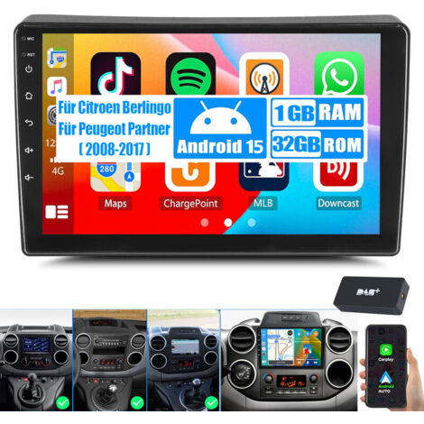 Autoradio DAB+ (en option) CarPlay pour Peugeot Partner 2008-2017 Android 15 FM Bluetooth EQ USB GPS Navi WIFI Écran tactile - 1+32G DAB+