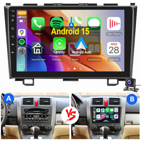 Autoradio Android 15 Carplay RDS GPS WIFI pour Honda CR-V CRV III 2007-2011 1+32G CAM