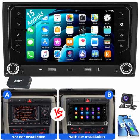 Pour Audi A4 8E 8H B6 B7 2000-2009 Android 15 Autoradio GPS USB Type-C WIFI Carplay 2+32G DAB CAM (1/5)