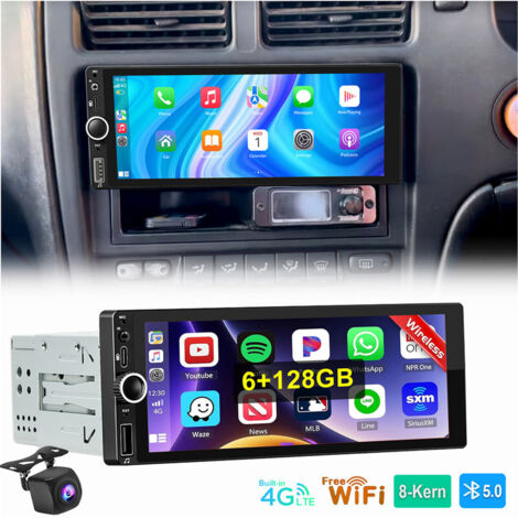 8 coeurs 6+128G 1 DIN 6.86" Apple Carplay Android 15 Autoradio GPS RDS 4G WIFI 6+128G CAM (1/5)
