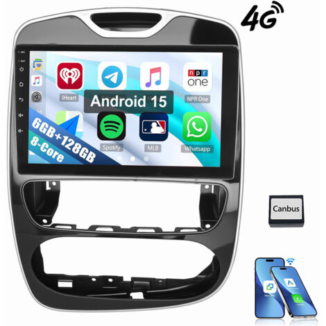 Android 15 Autoradio GPS 8 cœurs 6+128G CarPlay pour Renault Clio 4 2012-2019 6+128G