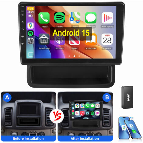 Autoradio Android 15 GPS WIFI BT pour Opel Vivaro A Renault Trafic 2010-2014 4+64G DAB
