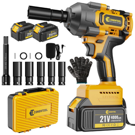 CONENTOOL Clé à Chocs Sans Fil 1000N.m 3 Vitesses – Moteur Brushless, 2 Batteries 4000mAh 21V, Éclairage LED Intégré – Idéal pour Auto & Travaux Lourds