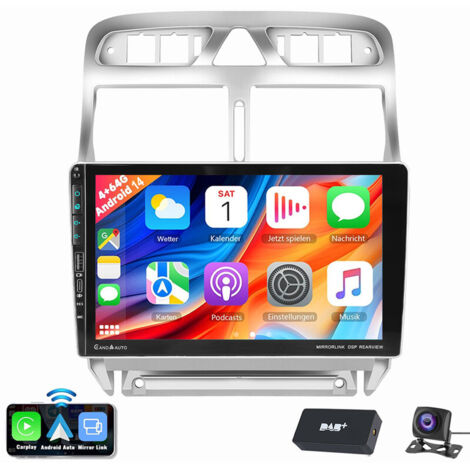 Pour Peugeot 307 2007-2013 Android 14 Carplay Autoradio WIFI GPS RDS USB Type-C 4+64G DAB CAM