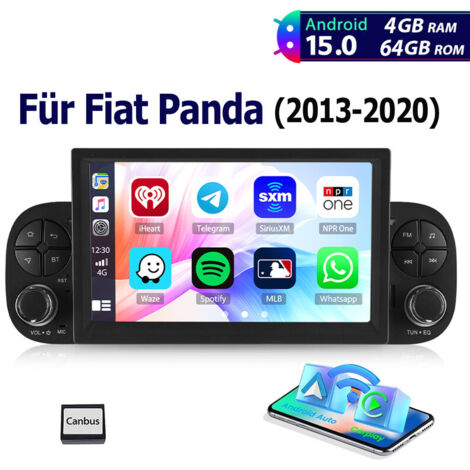 DAB+ Optionnel Autoradio Android 15 7 Pouces 32/64Go pour Fiat Panda 312 (2013-2024) - Apple CarPlay, GPS, Bluetooth, RDS - 4+64G