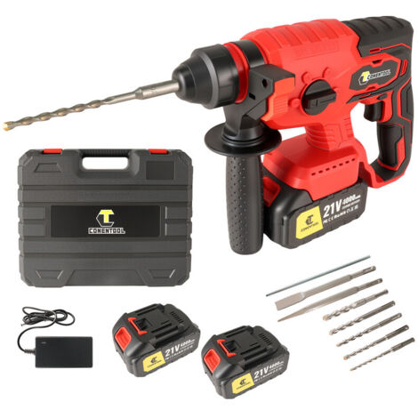 CONENTOOL Marteau Perforateur Sans Fil Brushless 21V, 2 Batteries 4.0Ah 1 Chargeur, SDS-PLUS 0 - 1500rpm, 4500b/min – Idéal Béton, Acier, Bois Béton, Construction, Plomberie (1/5)