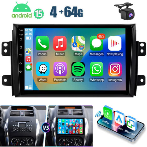 Autoradio Android 15 32/64Go pour Suzuki SX4 (2006-2013) - Apple CarPlay, GPS, Bluetooth, RDS, ASP - 4+64G CAM (1/5)