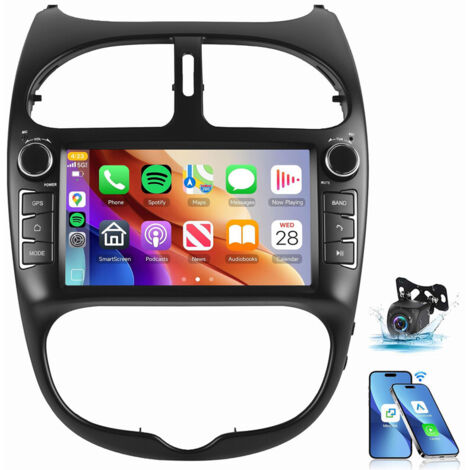 Pour PEUGEOT 206 206CC 206SW 2000-2008 Android 14 CarPlay Autoradio GPS WiFi 2+64G CAM