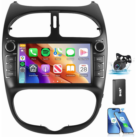 Pour PEUGEOT 206 206CC 206SW 2000-2008 Android 14 CarPlay Autoradio GPS WiFi 4+64G DAB CAM