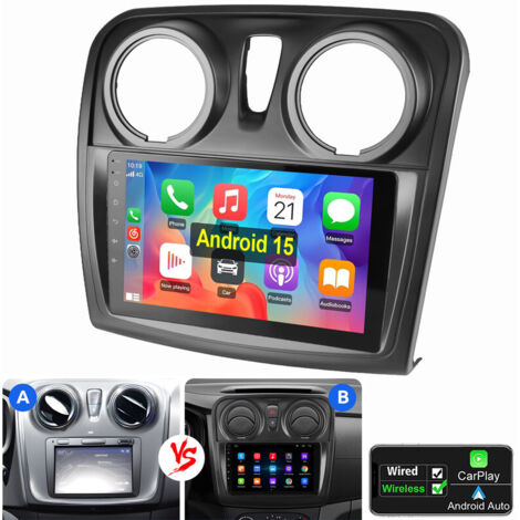 Autoradio 9" Android 15 Carplay pour Lada Renault Dacia Logan 2 Sandero GPS WiFi 4+64G