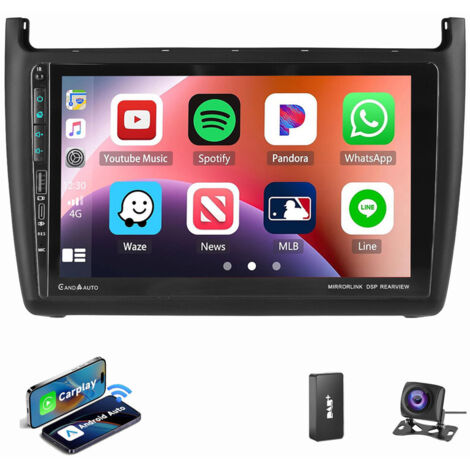 Pour VW Polo 6R 6C 2009-2017 9" Carplay Autoradio Android 15 GPS WIFI Type-C 2+64G DAB CAM