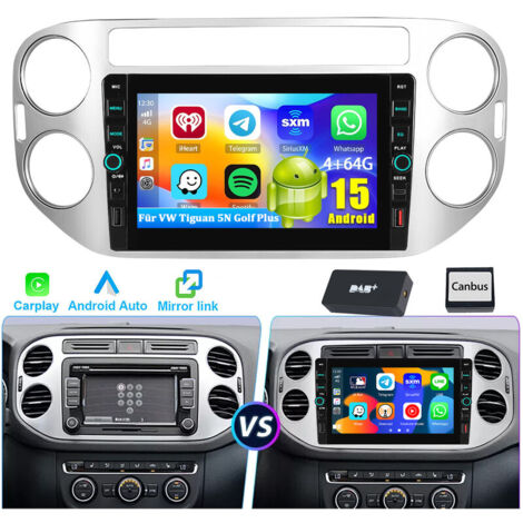 CAM Android 15 pour VW Tiguan 5N 2007-2016 Golf Plus Navigation CarPlay GPS USB Type-C 4+64 Go (1/5)