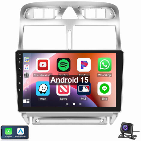 Android 15 Apple Carplay Autoradio GPS WiFi Pour Peugeot 307 2002-2013 2+64G CAM