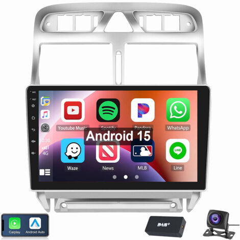 Android 15 Apple Carplay Autoradio GPS WiFi Pour Peugeot 307 2002-2013 1+32G DAB CAM