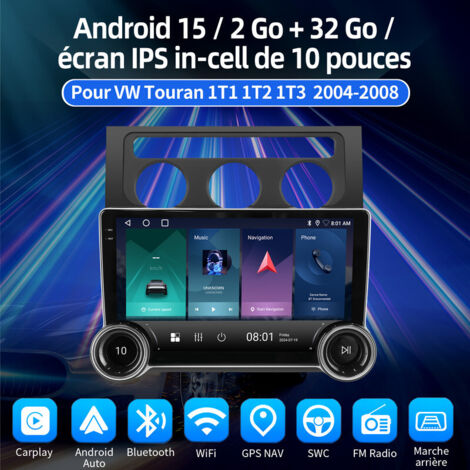 Autoradio Android Dynavin Pour VW Touran (2015+) – Écran 10,1 Pouces, CarPlay/Android Auto Sans Fil, DSP, Affichage Tête Haute