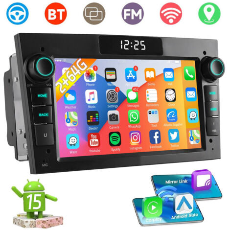 Autoradio 7'' pour Opel Astra H Corsa C D Meriva Android 15 32/64G CarPlay GPS BT RDS - 2+64G